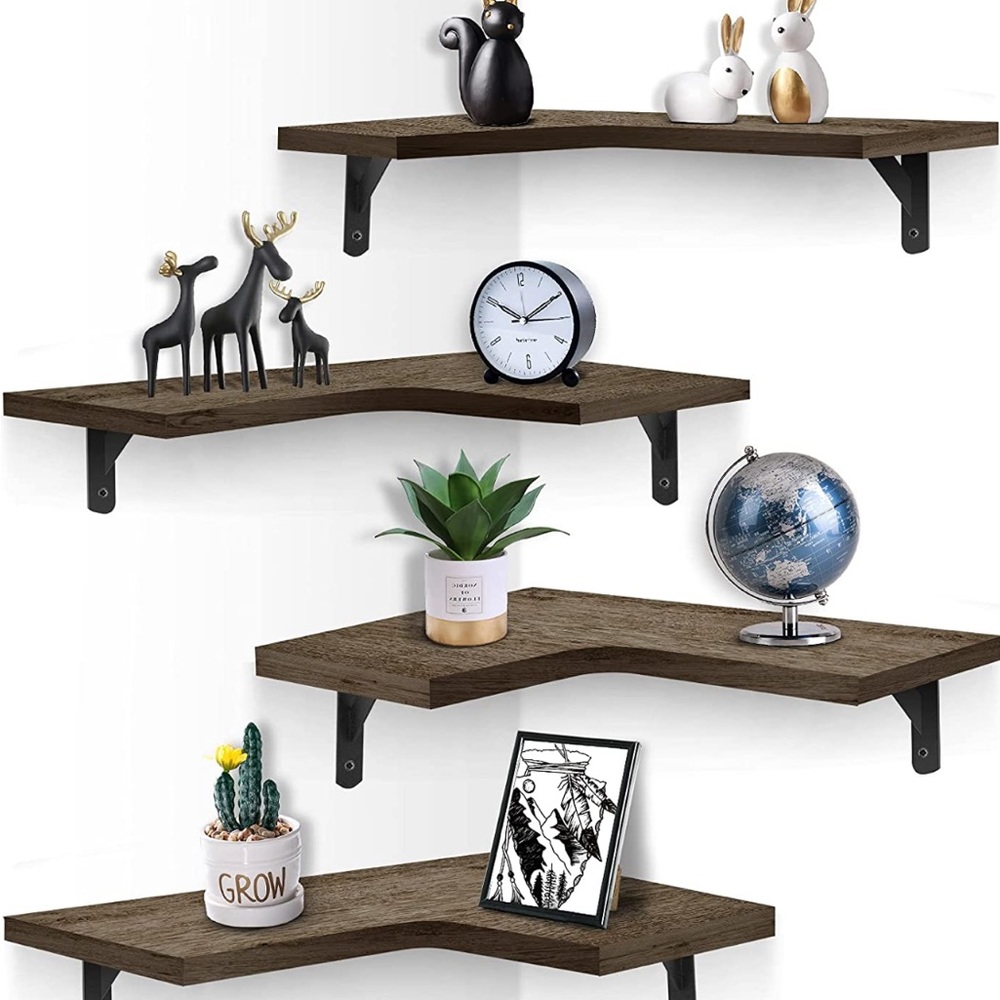 Corner Floating Shelf Wall Mount Set of 4 Display